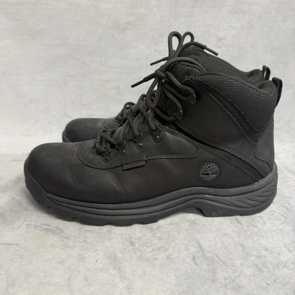Timberland Boots Mens Size 11.5 Black Leather Waterproof Snow Outdoor 12122